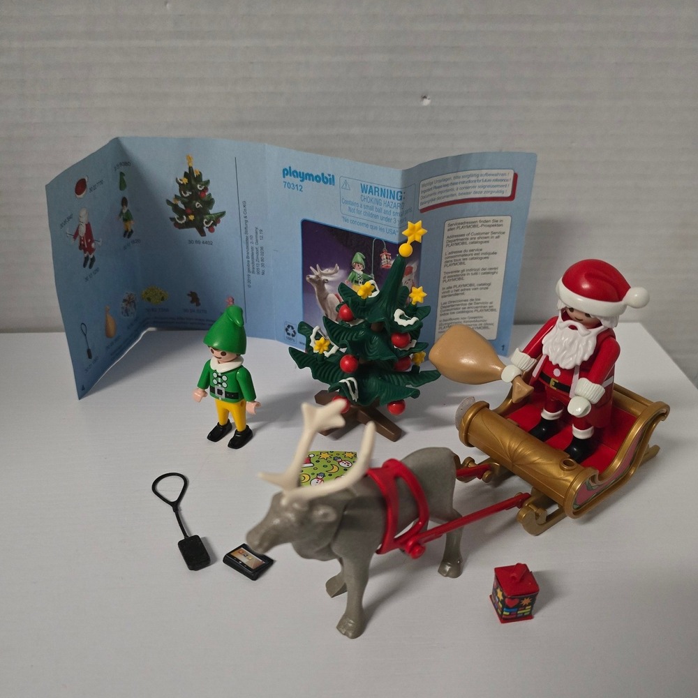 Playmobil 70312 Christmas Santa with Sleigh Reindeer Elf and Tree Set